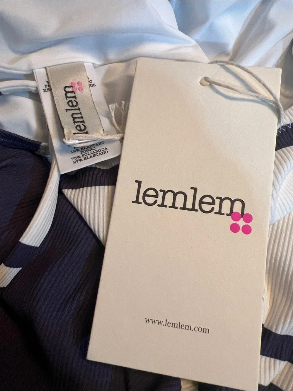 Lemlem Elene One Piece Swimsuit Medium Ayele Navy White Stripe NWT $250